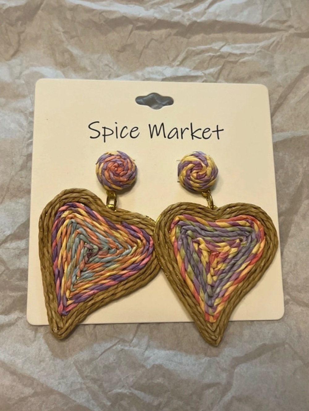 Multicolor Braided Heart Drop Earrings